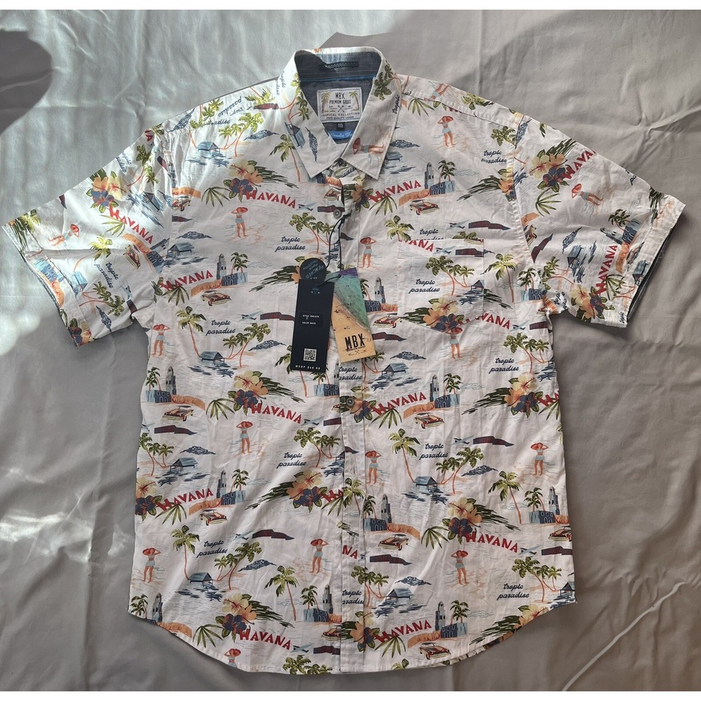 Hawaiian Shirt MBX Premium Goods‎ Tropical Paradise Havana Cuba Slim Fit XXL